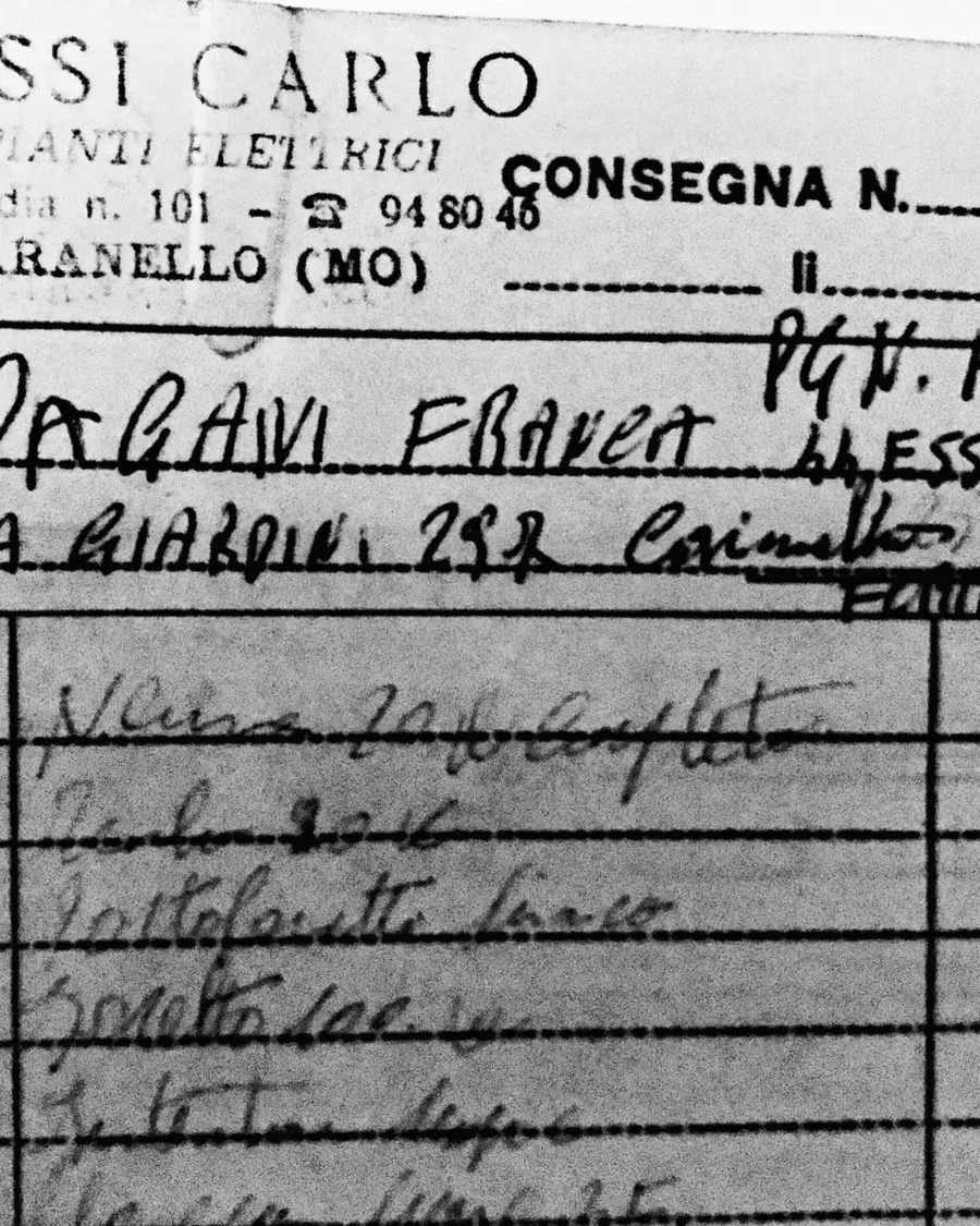 Bolla di consegna originale Plessi Carlo